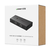 UGREEN CM200 USB KVM Switch Box 2 Port VGA Video Sharing Adapter 2 IN 1 OUT Manual Switcher with USB Cables for Computer, PC, Laptop, Desktop, Monitor, Printer, Keyboard, Mouse Control - intl